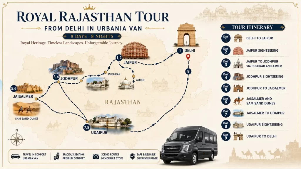 Rajasthan Trip from Delhi in Urbania van