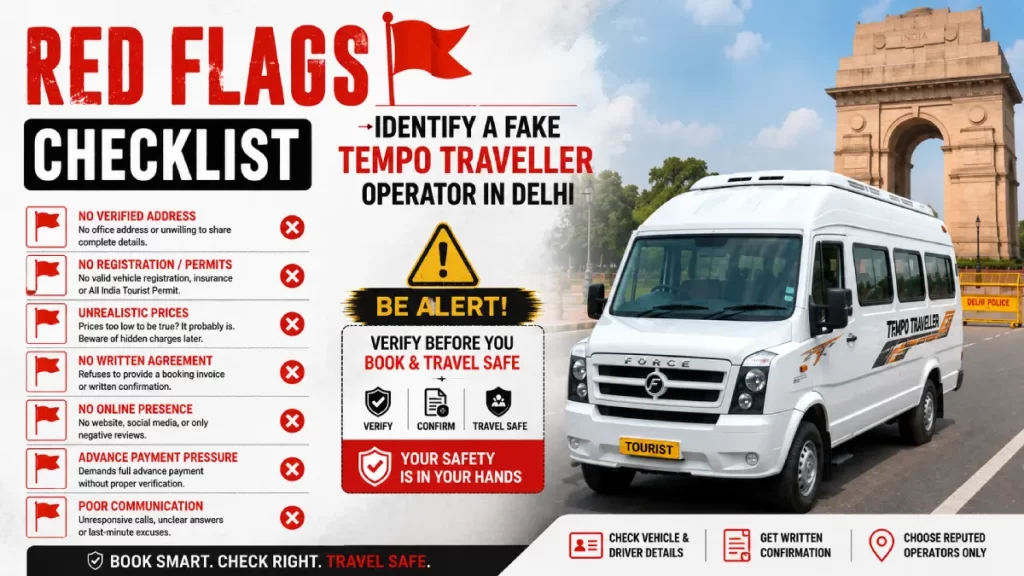 Red flags checklist to find fake tempo traveller operator